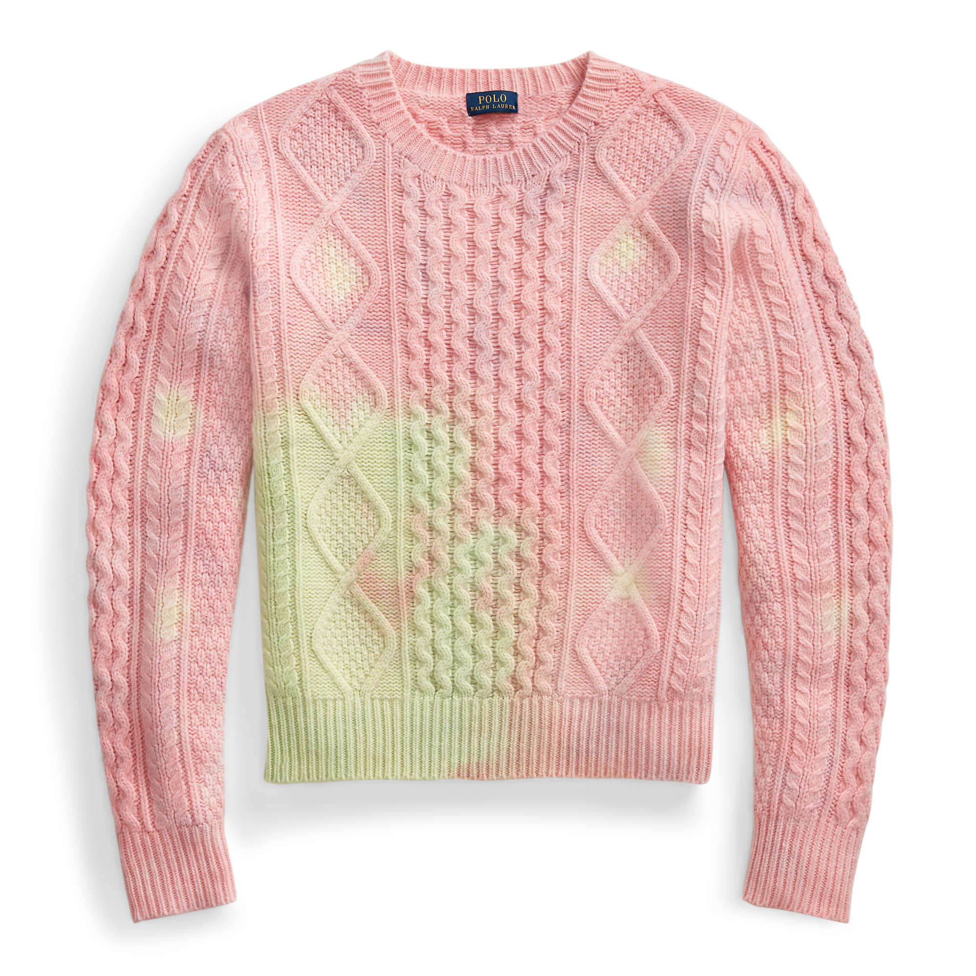 ralph lauren tie dye cable knit sweater