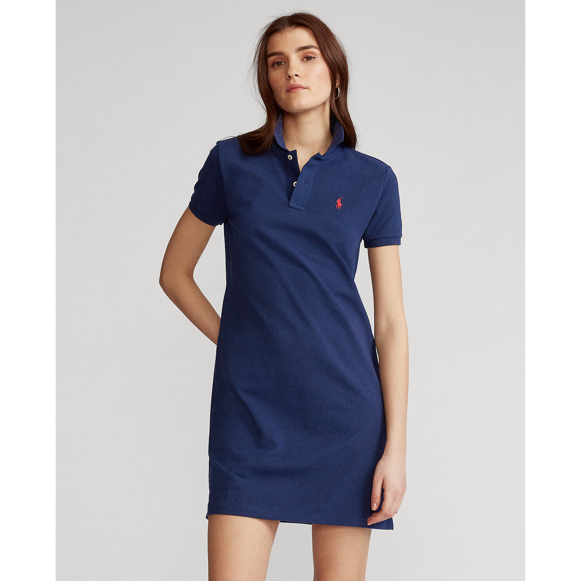 cotton mesh polo dress