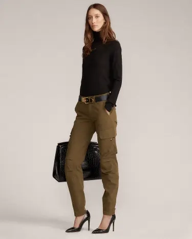 Ralph Lauren Mitchell Stretch Cotton Twill Pant In Olive