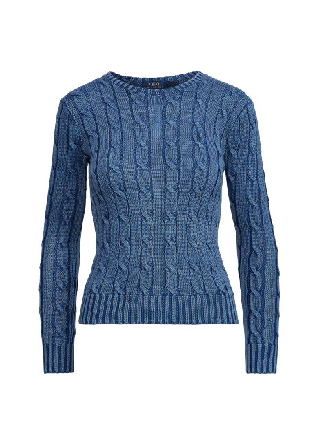 Cable-Knit Cotton Sweater in Navy | Ralph Lauren® HK