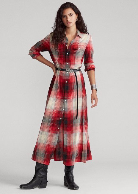 ralph lauren plaid gown