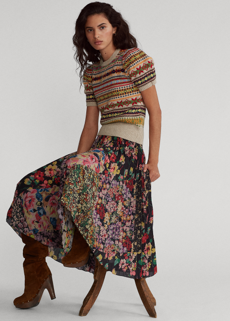 Floral Patchwork Pleated Skirt | Ralph Lauren® HK