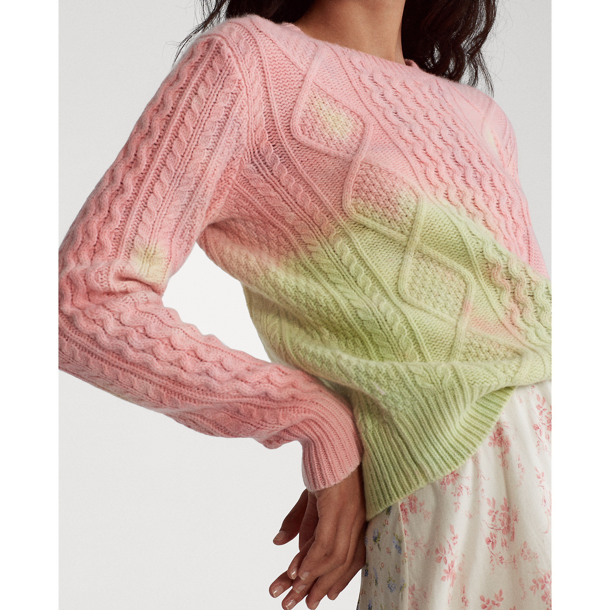 ralph lauren tie dye cable knit sweater