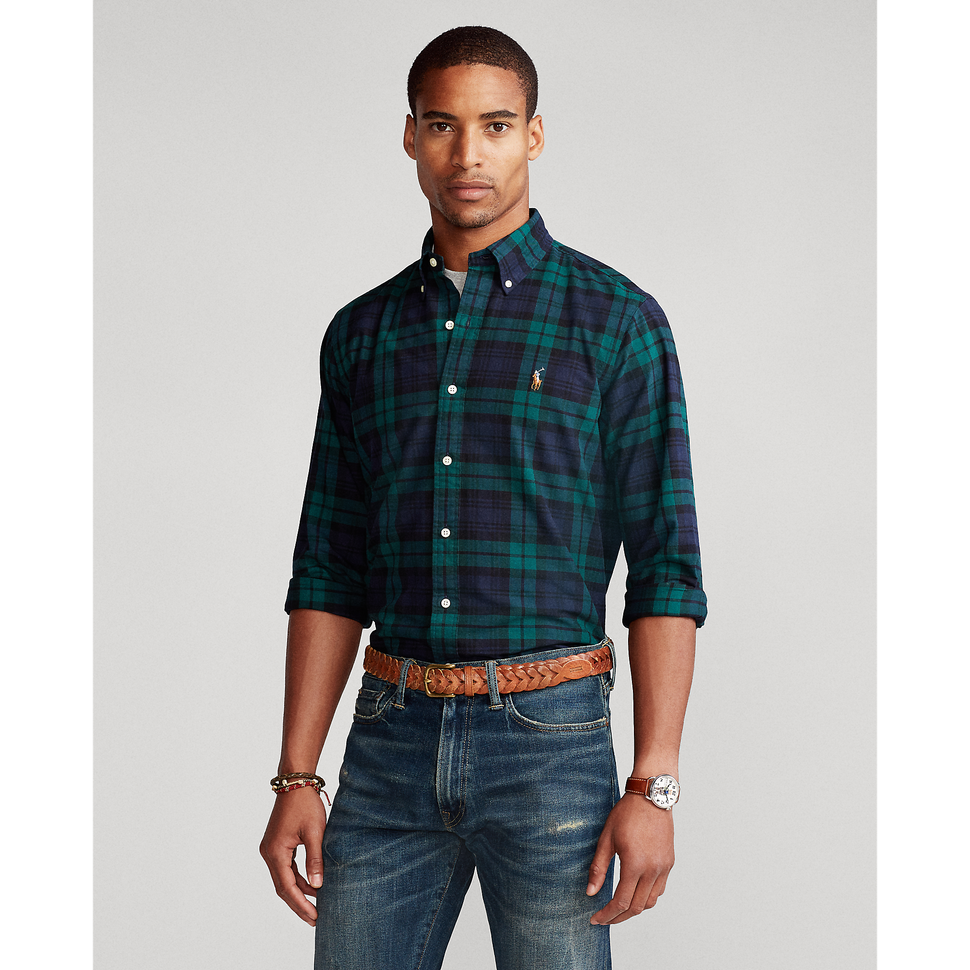 ralph lauren classic fit plaid oxford shirt