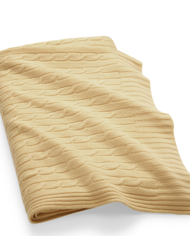 Cable Cashmere Throw Blanket in Dark Brown Ralph Lauren HK