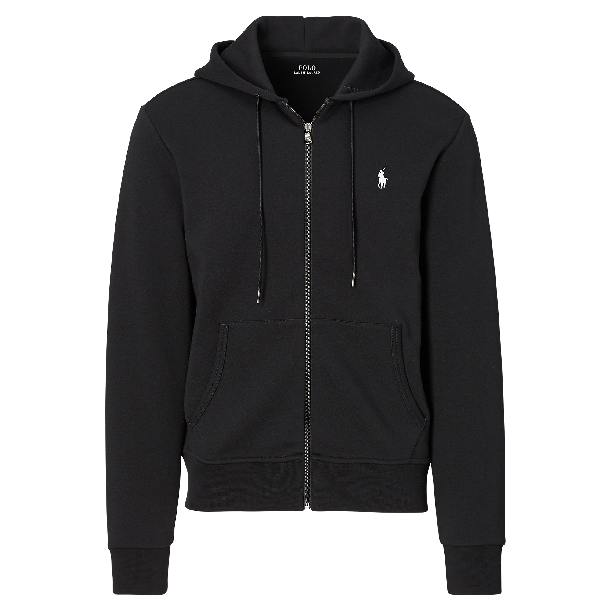 black polo hoodie white horse