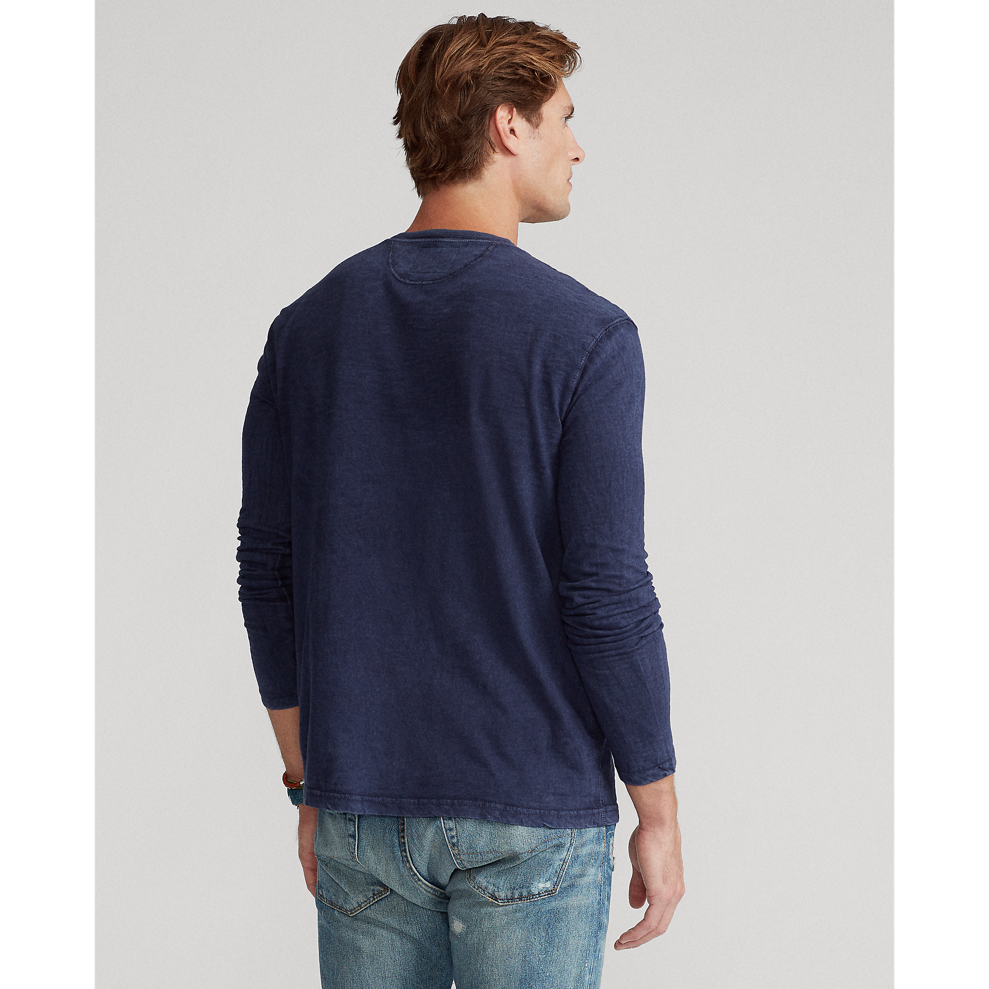 Slub Jersey Henley Shirt in Navy 