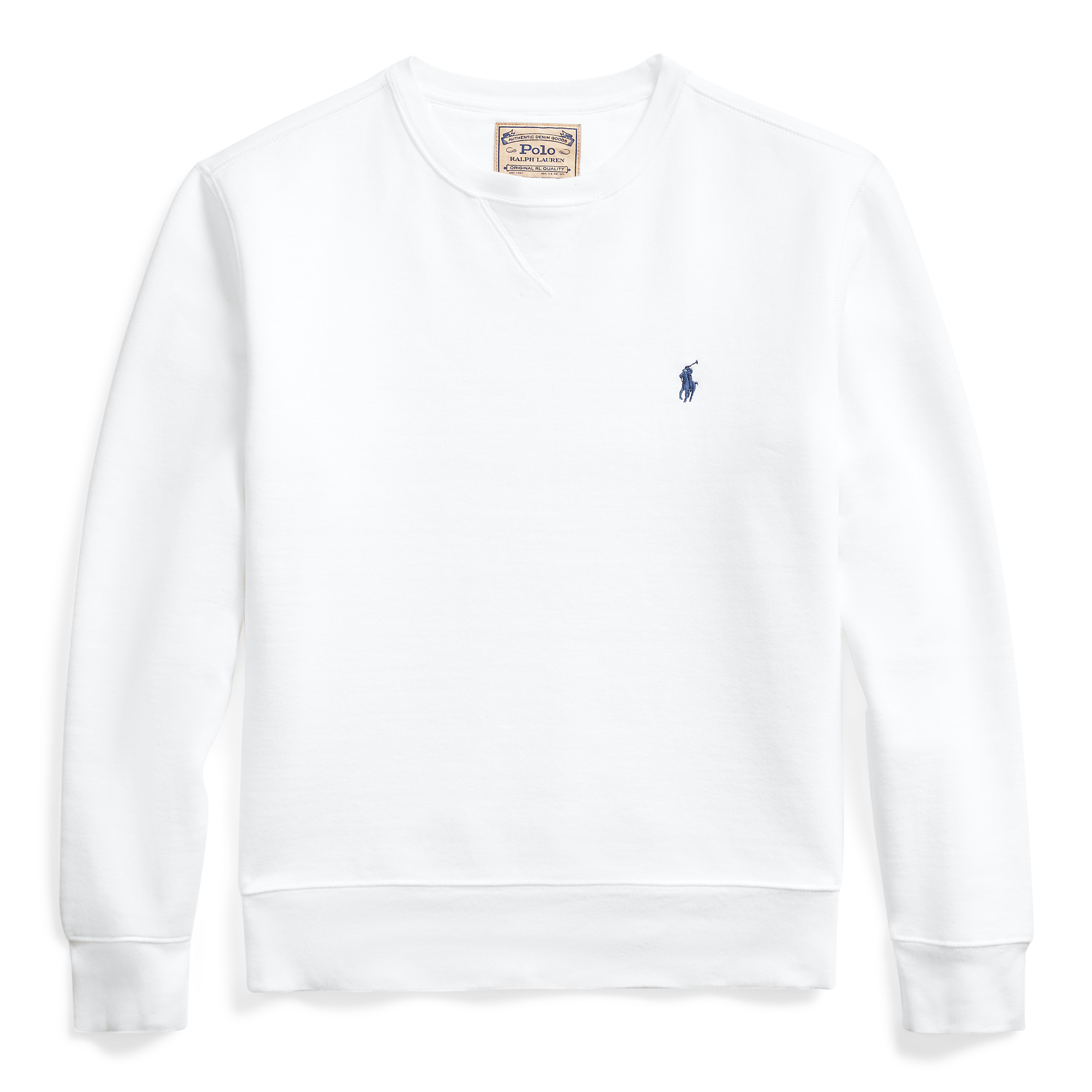white fleece sweatshirt