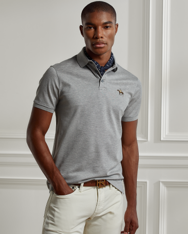 Grey pique polo cheap