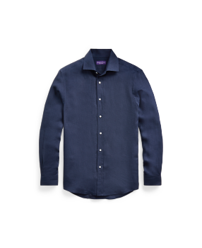 Linen Cotton Pique Polo Shirt in Navy Ralph Lauren HK