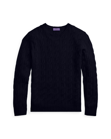 Cable Knit Cashmere Sweater in Navy Ralph Lauren HK