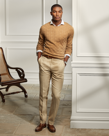 Gregory Hand Tailored Linen Trouser in Tan Ralph Lauren HK