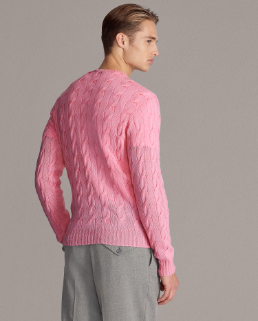 Ralph lauren pink cable knit sweater best sale