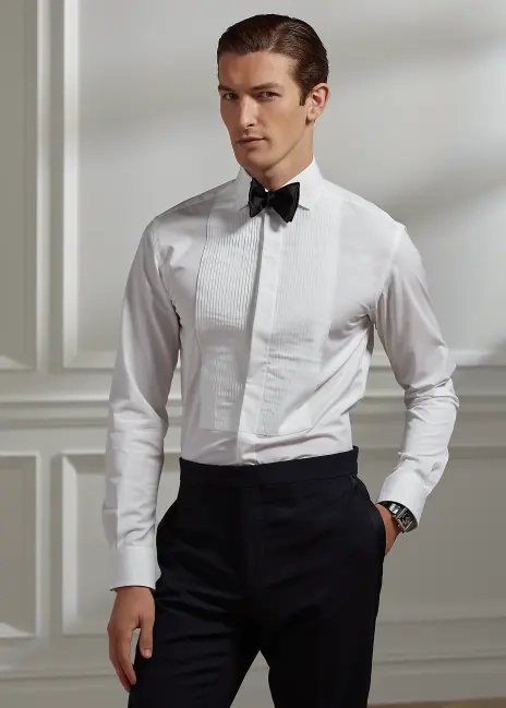 Ralph Lauren Pleated-Bib Poplin Tuxedo Shirt