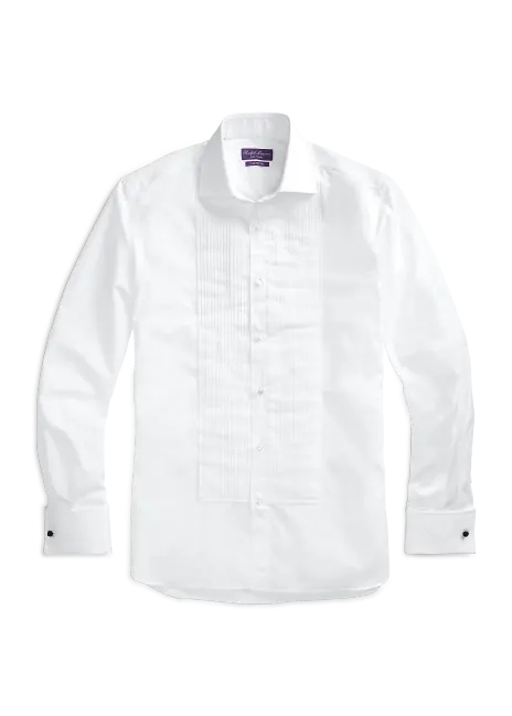 Ralph Lauren Pleated-Bib Poplin Tuxedo Shirt