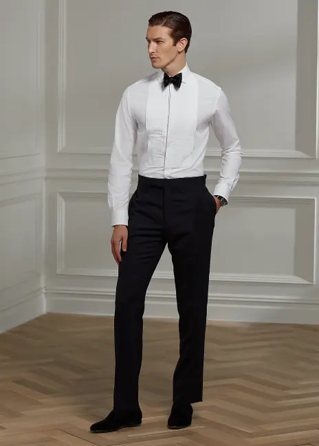 Ralph Lauren Pleated-Bib Poplin Tuxedo Shirt