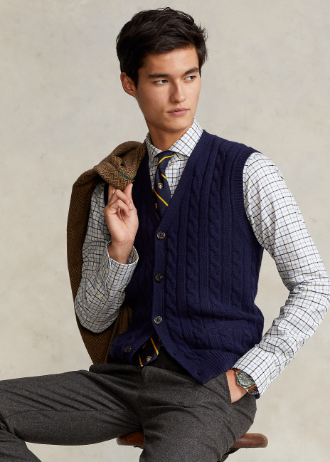 Cable-Knit Wool-Cashmere Sweater Vest | Ralph Lauren® HK