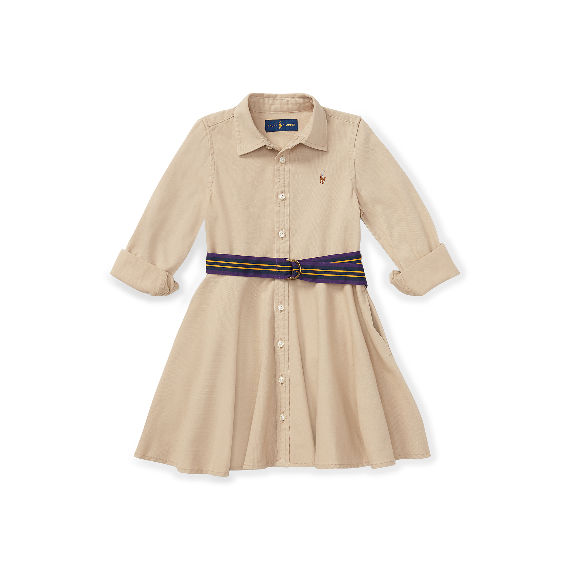 belted cotton chino shirtdress