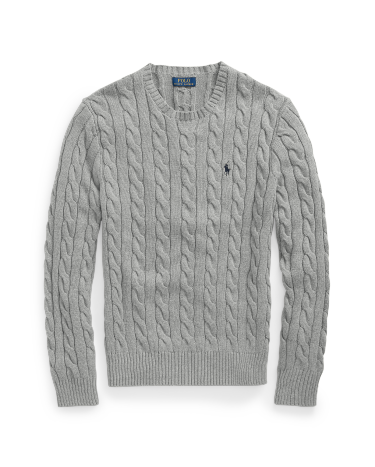 Cable Knit Cotton Sweater in Grey Ralph Lauren HK