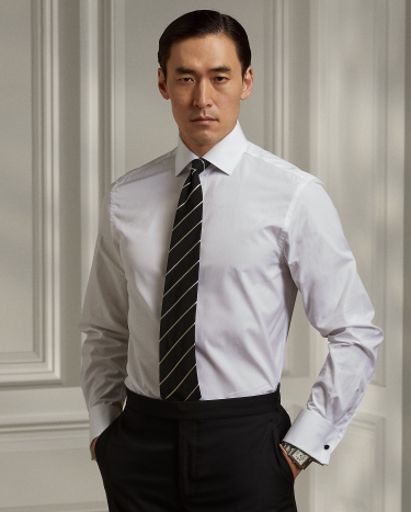 Poplin French Cuff Shirt in White Multi Ralph Lauren HK