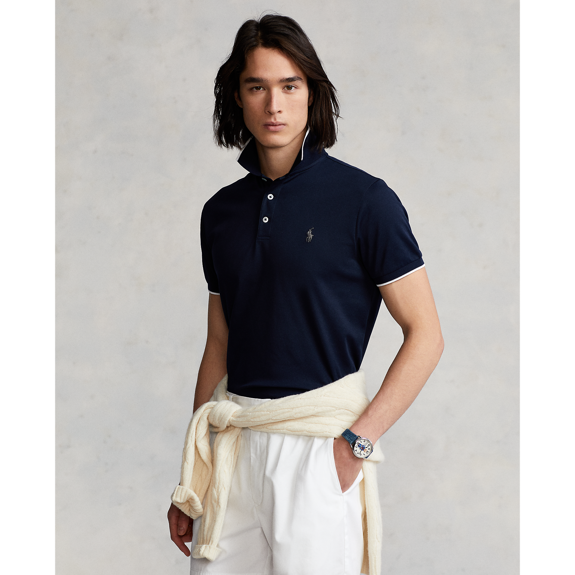 lacoste birdseye polo