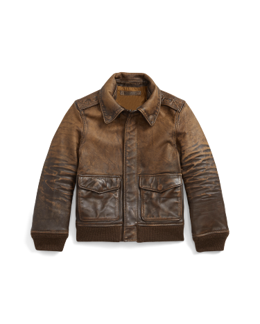 Leather Flight Jacket in Brown Ralph Lauren HK