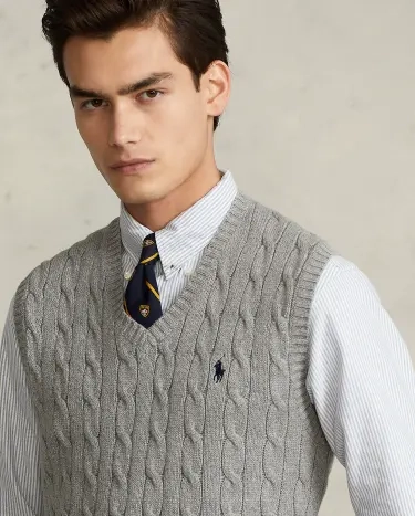 Cable-Knit Cotton Sweater Vest | Ralph Lauren® HK
