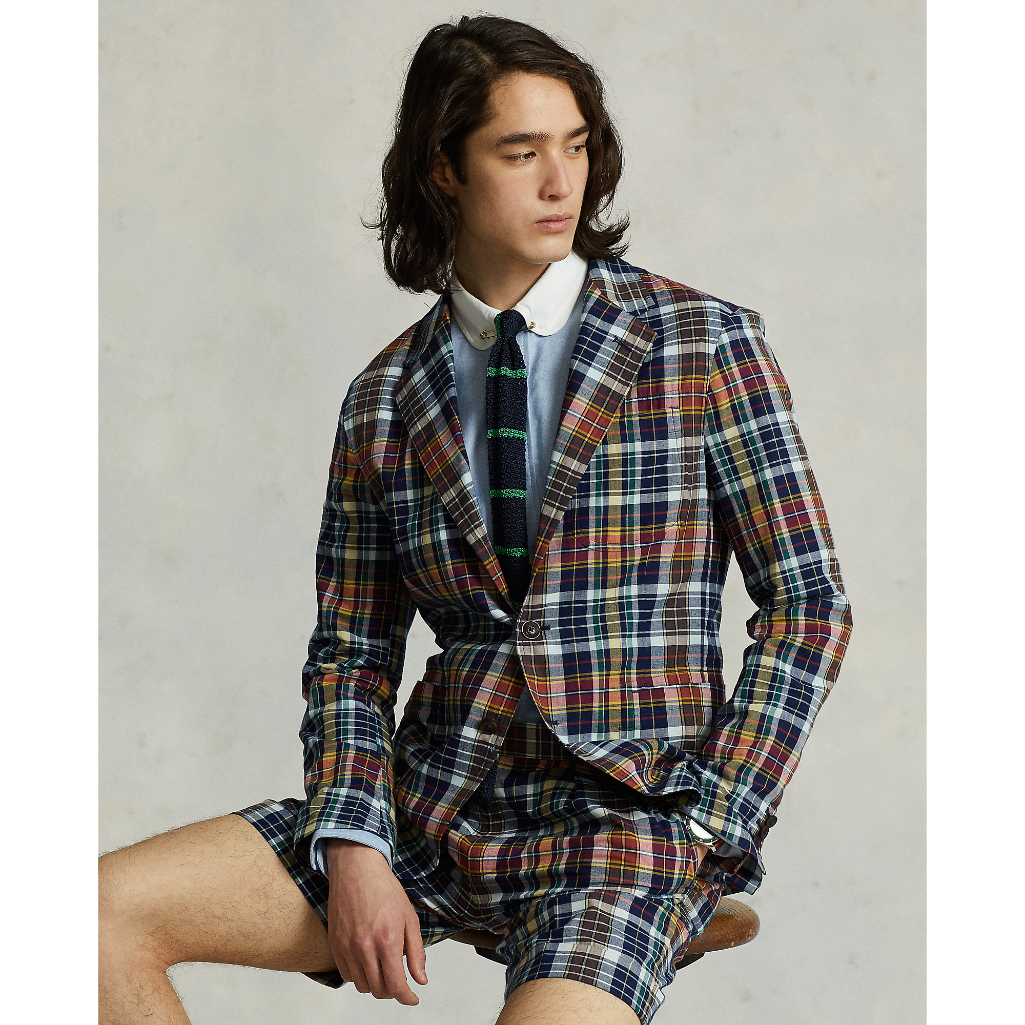 ralph lauren madras blazer