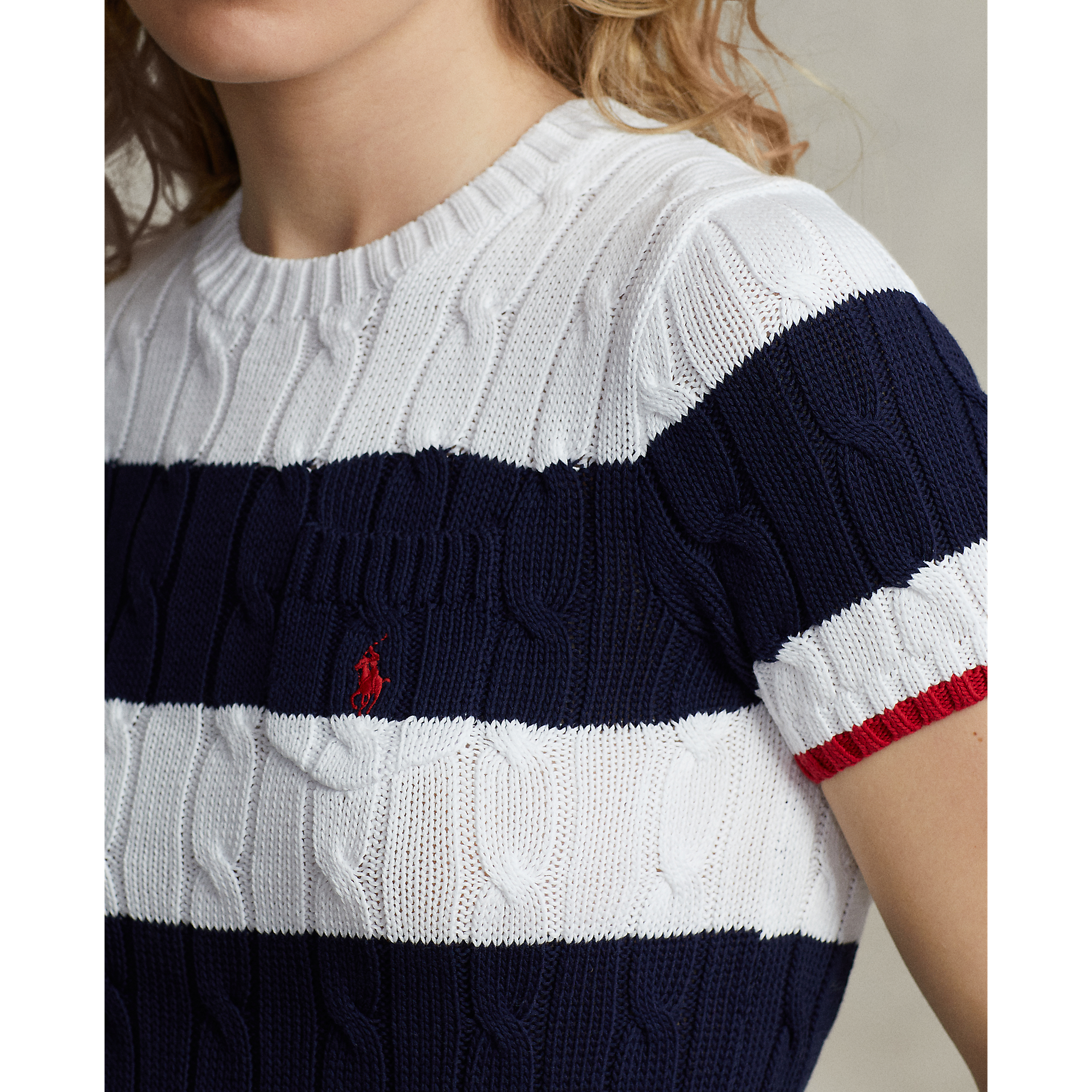 ralph lauren cable short sleeve sweater