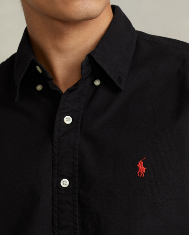 Classic Fit Garment Dyed Oxford Shirt in Black Ralph Lauren HK
