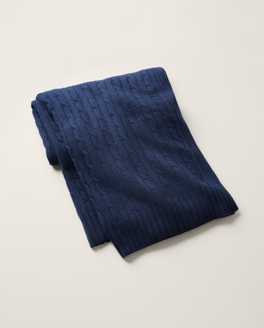 Cable Cashmere Throw Blanket in Navy Ralph Lauren HK