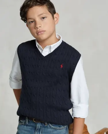 Cable-Knit Cotton Sweater Vest | Ralph Lauren® HK