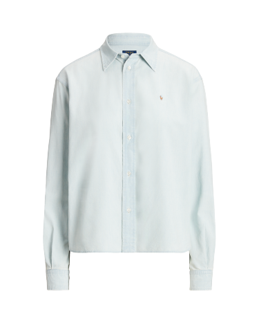 Cropped Boxy Chambray Shirt in Chambray Ralph Lauren HK