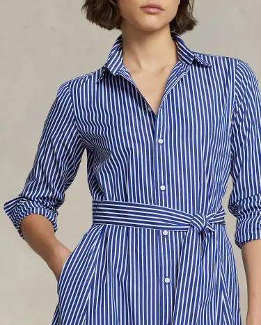 Lauren ralph lauren belted shop striped dress
