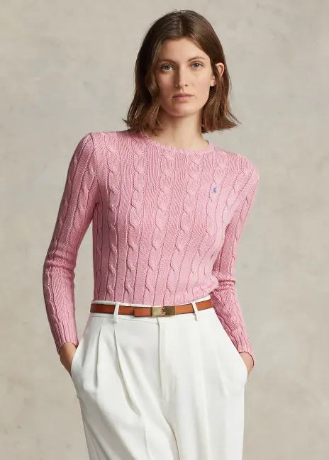 Ralph Lauren Cable-Knit Cotton Crewneck Sweater