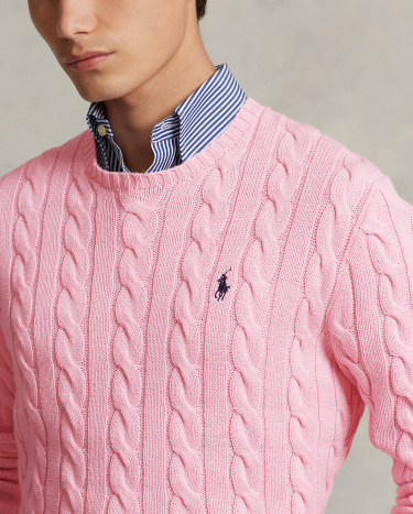 Ralph lauren pink cable knit sweater deals