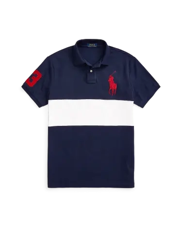 Men's big pony custom slim fit mesh polo clearance