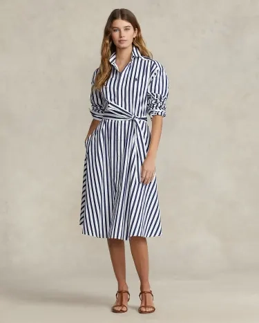 Striped cotton shirt clearance dress ralph lauren