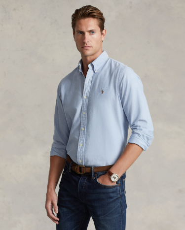 Slim Fit Oxford Shirt in Blue Ralph Lauren HK