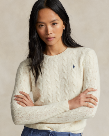 Ralph lauren women's cashmere cable knit sweater sale