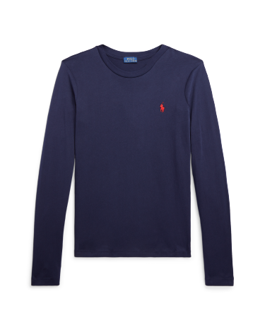 Long Sleeve Jersey Crewneck Tee in Navy Ralph Lauren HK