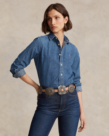 Slim Fit Denim Shirt in Blue Ralph Lauren HK