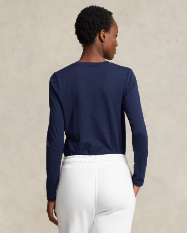 Long Sleeve Jersey Crewneck Tee in Navy Ralph Lauren HK
