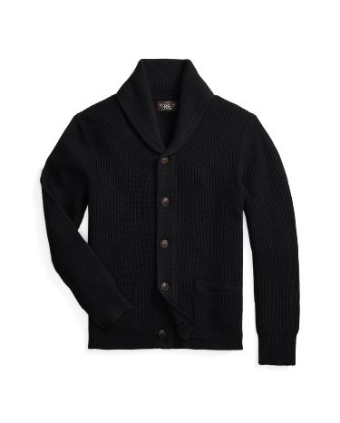 Textured Cashmere Shawl Collar Cardigan in Black Ralph Lauren HK