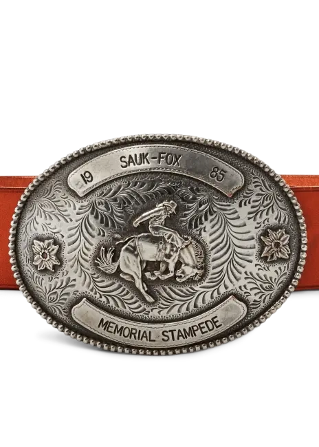 Ralph Lauren Rodeo-Buckle Vachetta Leather Wide Belt