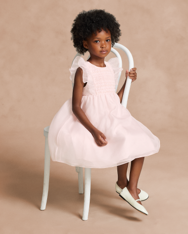 Smocked Silk Organza Dress in Pink Ralph Lauren HK