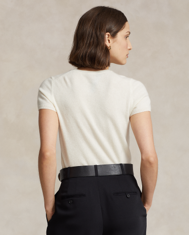 Monogram Cashmere Sweater Tee in Natural Ralph Lauren HK