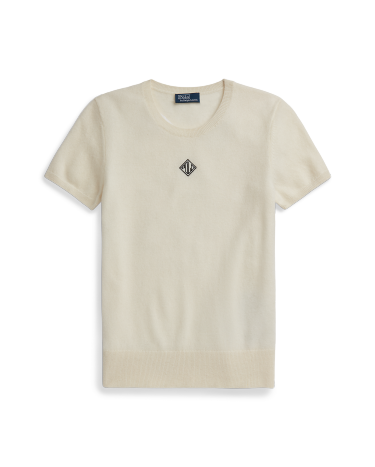 Monogram Cashmere Sweater Tee in Natural Ralph Lauren HK