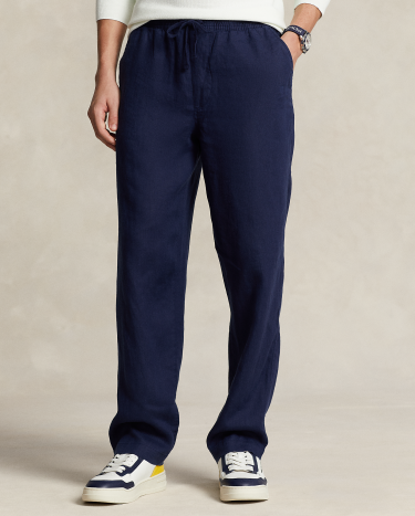 Relaxed Fit Linen Drawstring Pant in Navy Ralph Lauren HK