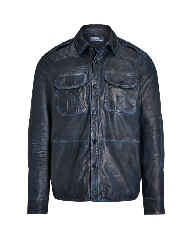 Indigo Leather Utility Jacket in Navy Ralph Lauren HK